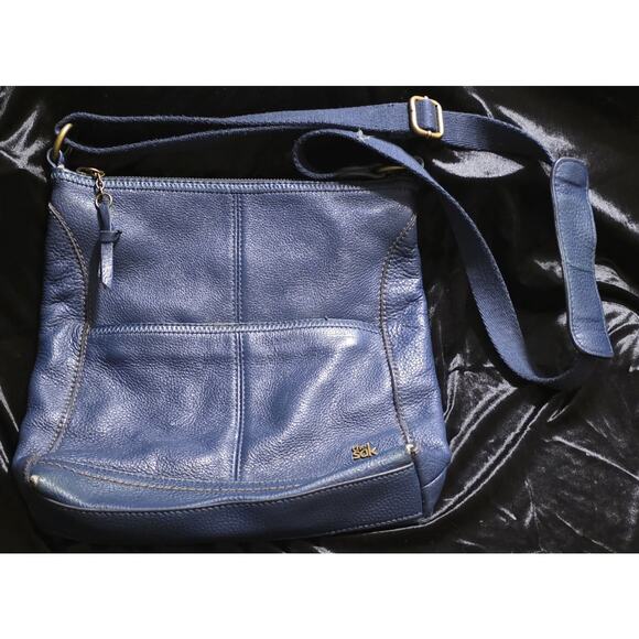 The SAK Blue Pebble Leather Crossbody Shoulder Bag - Picture 1 of 5